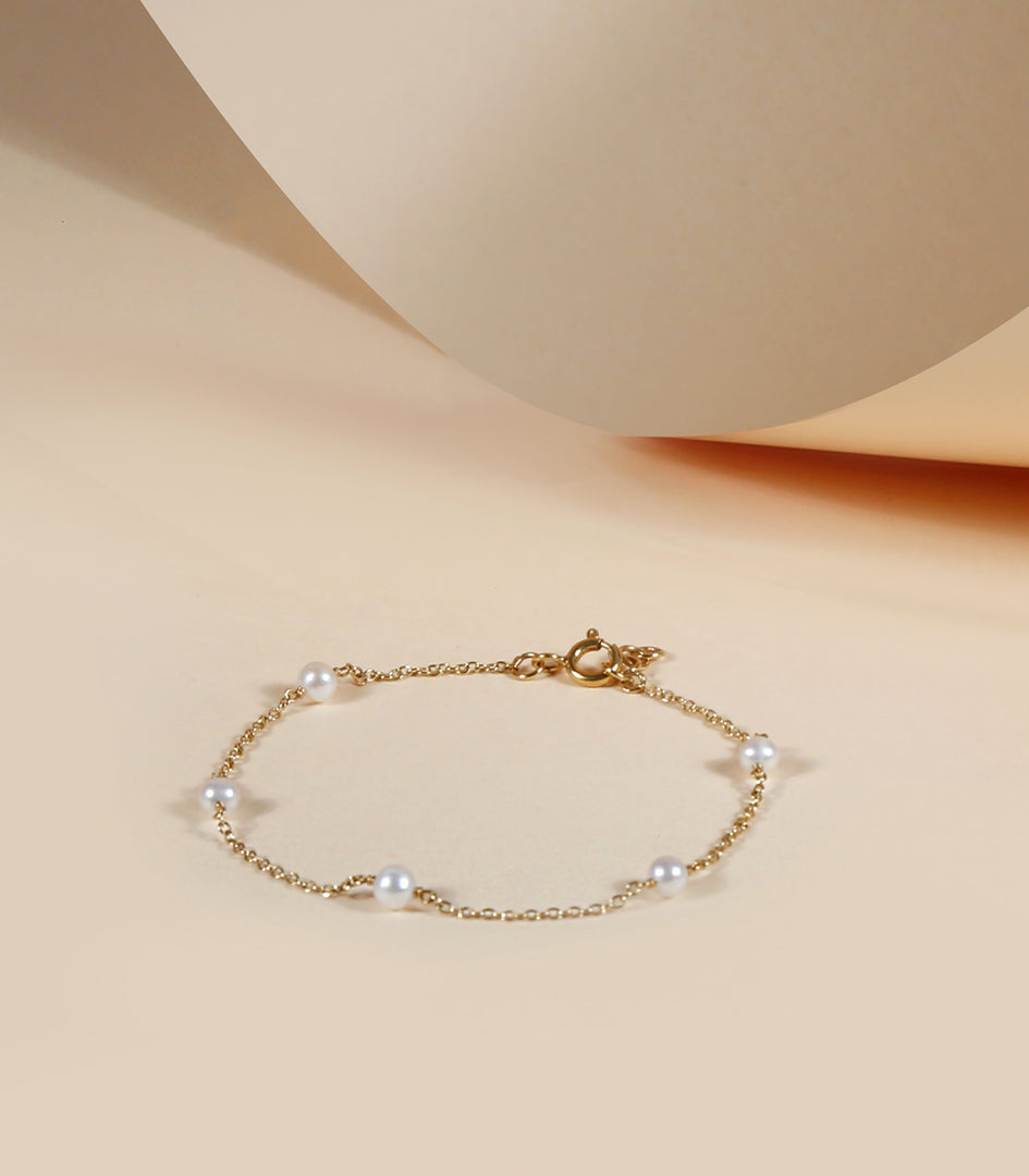 Golden Glow Pearl Chain Bracelet