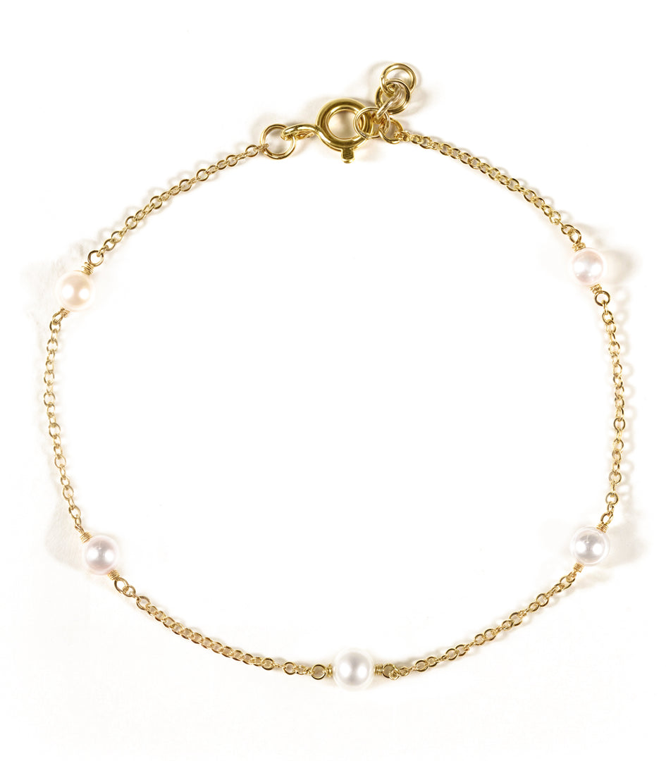 Golden Glow Pearl Chain Bracelet