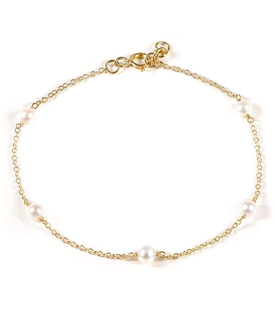 Golden Glow Pearl Chain Bracelet