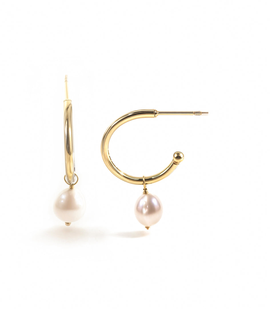 Classic pearl drop hoops