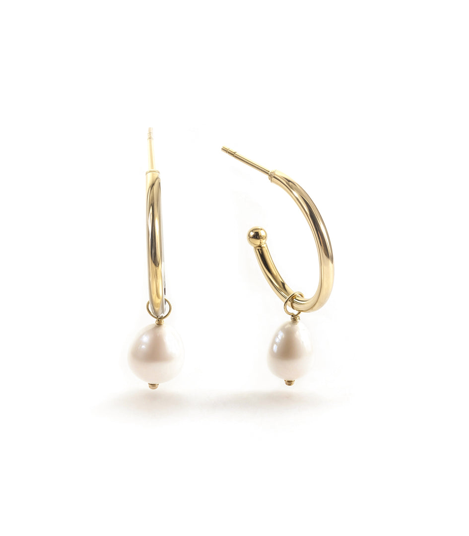 Classic pearl drop hoops