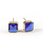 Load image into Gallery viewer, Stud Earring - GLASS BLUE SAPPHIRE
