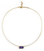 Load image into Gallery viewer, Elongated Rectangle with Curved Necklace - Charoite Checker
