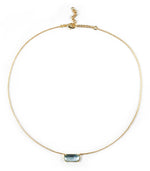 Load image into Gallery viewer, Elongated Rectangle with Curved Necklace - Glass Blue Topaz
