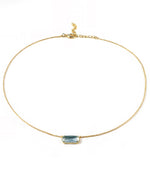 Load image into Gallery viewer, Elongated Rectangle with Curved Necklace - Glass Blue Topaz
