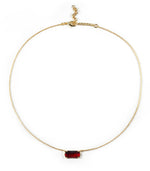 Load image into Gallery viewer, Elongated Rectangle with Curved Necklace - GLASS RUBY
