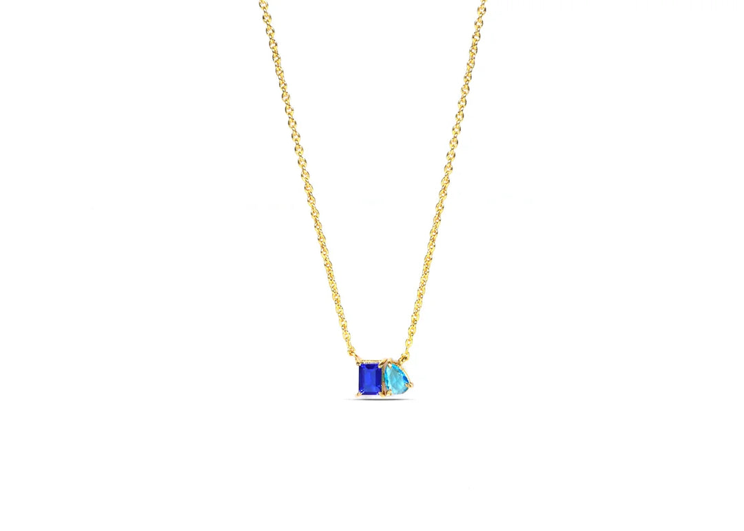 Blue sapphire with Ocean Topaz Necklace