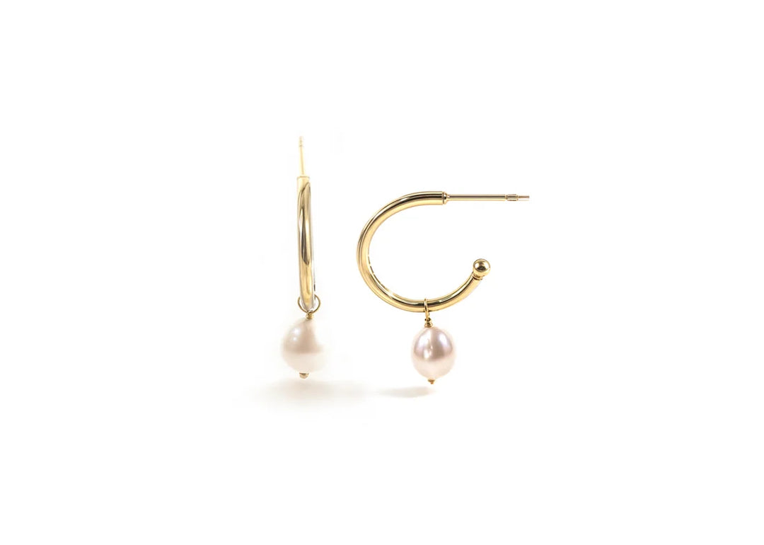 Classic Pearl Drop Hoops