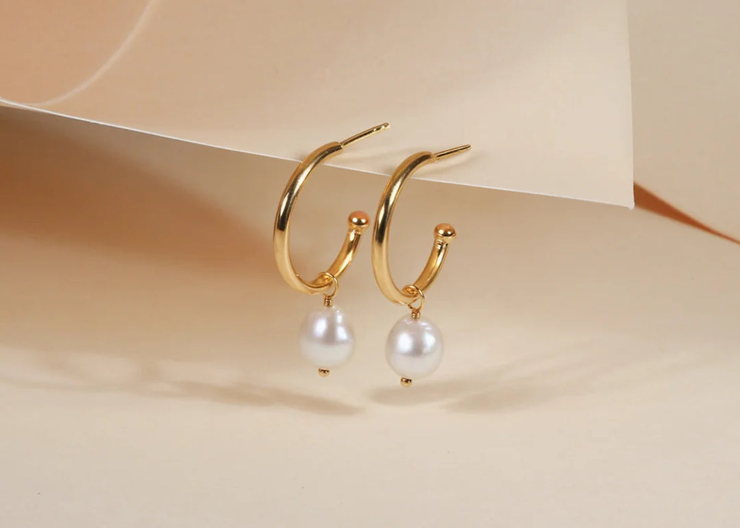 Classic Pearl Drop Hoops