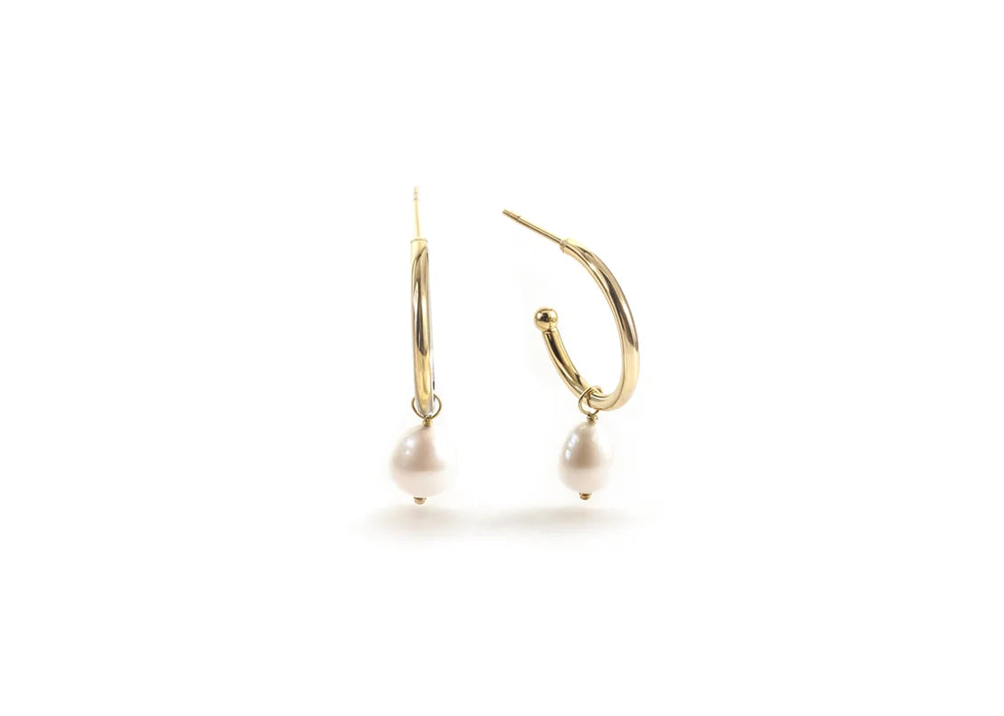 Classic Pearl Drop Hoops