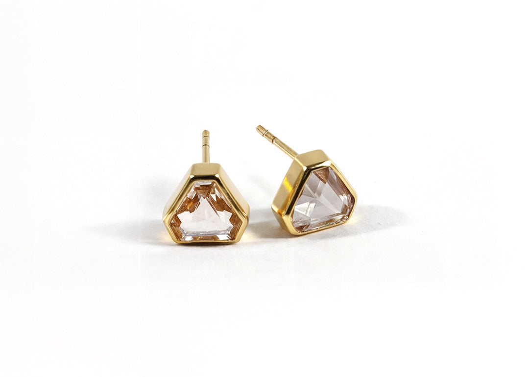 Facet Edge Stud in Blush Morganite