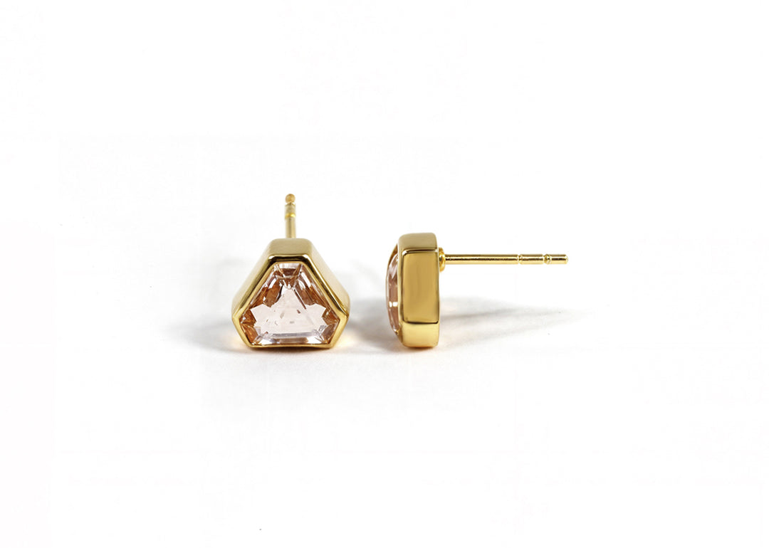 Facet Edge Stud in Blush Morganite