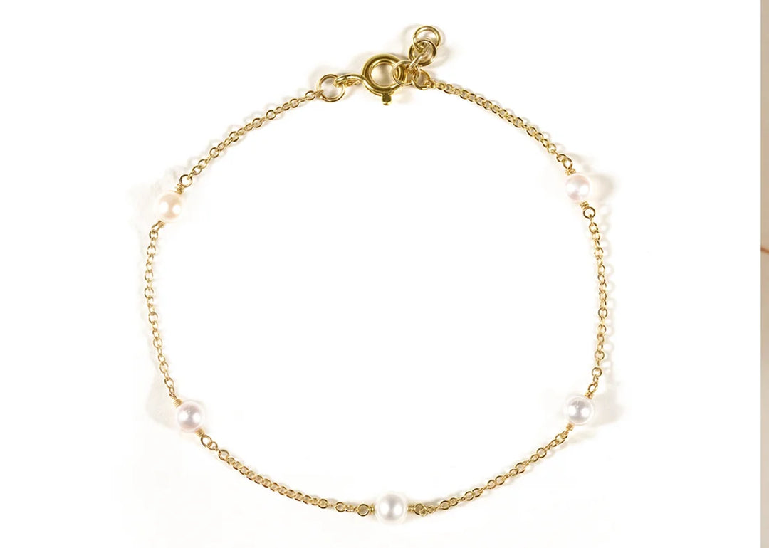 Golden Glow Pearl Chain Bracelet