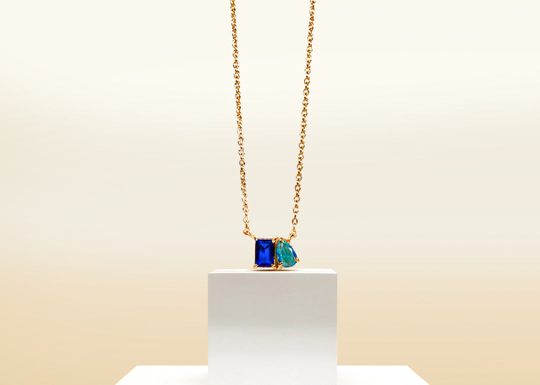 Blue sapphire with Ocean Topaz Necklace