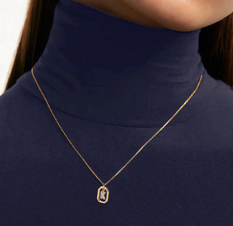 Dainty Dangling Initial Necklace - K